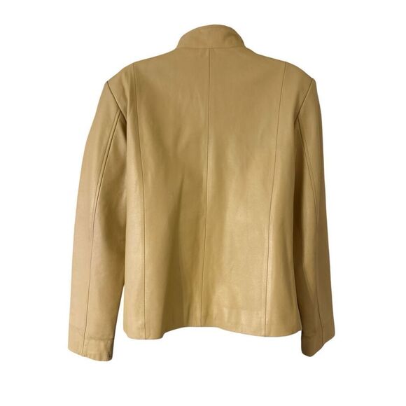 Preston & York women’s Collarless Soft Leather Jacket Size Small Tan - Picture 3 of 10